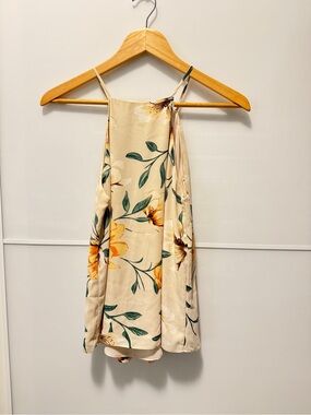 RW&CO. Beige Floral Halter Blouse